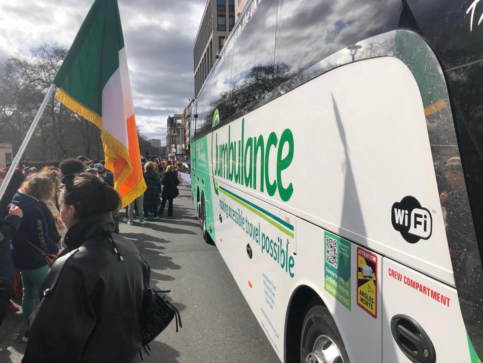 On board the Jumbulance coach